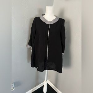 Gump's San Francisco Blue V-neck Blouse Size L